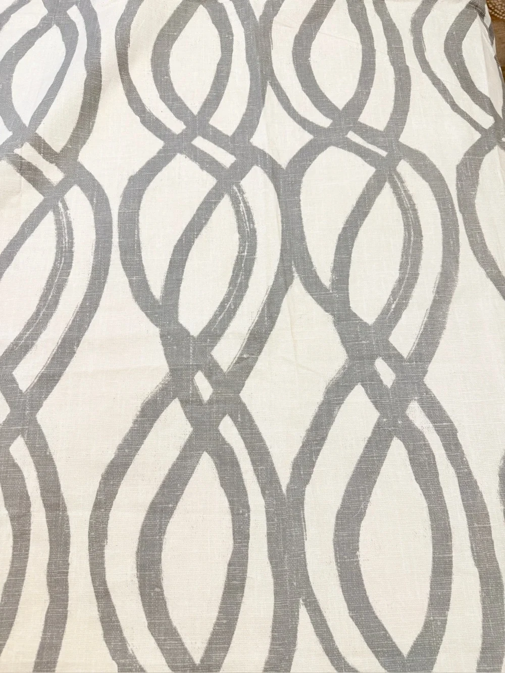 West Elm Scribble Lattice Curtain Panel 48x84 Gray Ivory Cotton